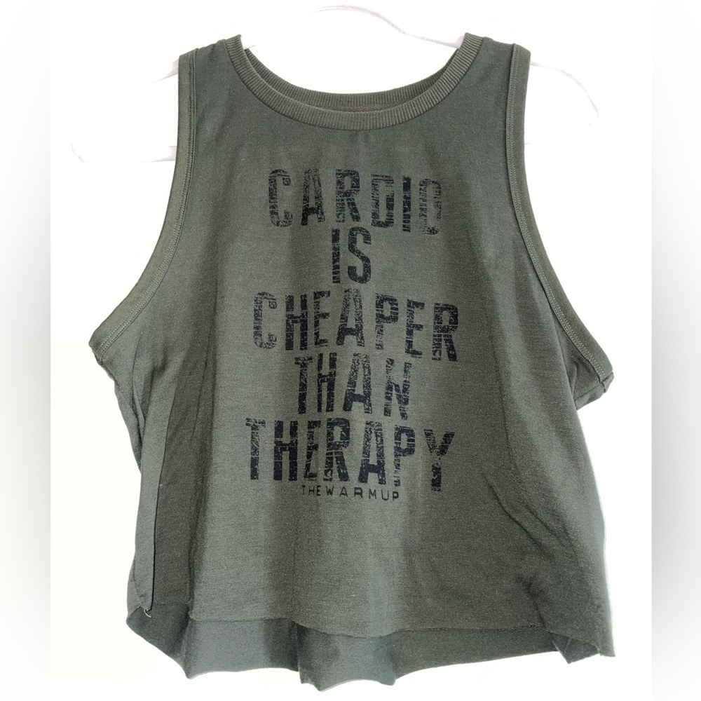 Jessica Simpson Graphic “Cardio” Muscle Tee Exercise Gym Workout Tank - M